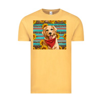 Vintage Mustard golden retriever with sunflowers Vintage Tee - Artiststas