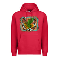 Cardinal cactus sunflower cowhide horseshoe  background Premium Hoodie - Artiststas