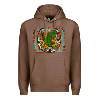 Chestnut cactus sunflower cowhide horseshoe  background Premium Hoodie - Artiststas