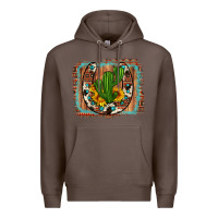 Coffee cactus sunflower cowhide horseshoe  background Premium Hoodie - Artiststas
