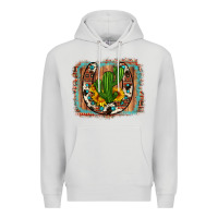Dove Grey cactus sunflower cowhide horseshoe  background Premium Hoodie - Artiststas