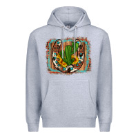 Heather Grey cactus sunflower cowhide horseshoe  background Premium Hoodie - Artiststas