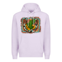 Lilac cactus sunflower cowhide horseshoe  background Premium Hoodie - Artiststas