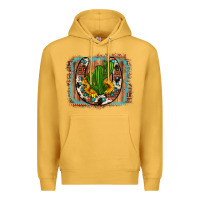 Mustard cactus sunflower cowhide horseshoe  background Premium Hoodie - Artiststas