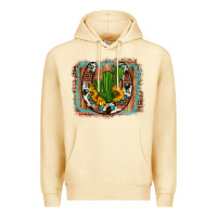 Pina Colada cactus sunflower cowhide horseshoe  background Premium Hoodie - Artiststas