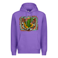 Purple cactus sunflower cowhide horseshoe  background Premium Hoodie - Artiststas