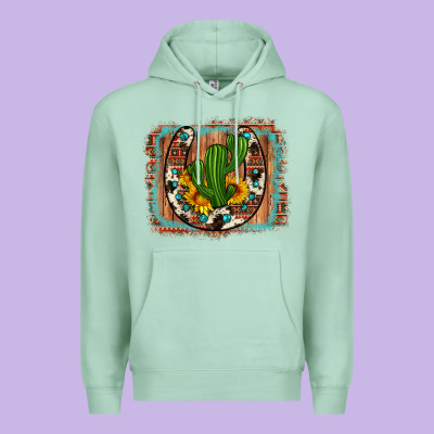 Cactus Sunflower Cowhide Horseshoe  Background Premium Hoodie Designed By Artiststas
