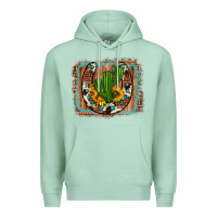 Seafoam cactus sunflower cowhide horseshoe  background Premium Hoodie - Artiststas
