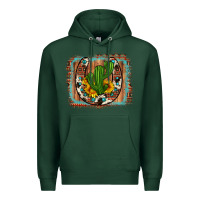 Sports Green cactus sunflower cowhide horseshoe  background Premium Hoodie - Artiststas