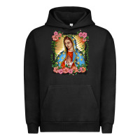 Pigment Black lady of guadalupe portrait Urban Hoodie - BarkalooDesign