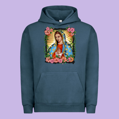 Lady Of Guadalupe Portrait Urban Hoodie Designed By Barkaloodesign