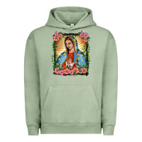 Pigment Oil Green lady of guadalupe portrait Urban Hoodie - BarkalooDesign