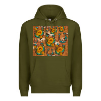 Army Green sunflower turquoise leopard cowhide horseshoe Premium Hoodie - Artiststas