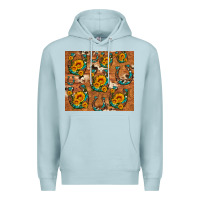 Blue Mist sunflower turquoise leopard cowhide horseshoe Premium Hoodie - Artiststas