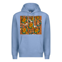 Colony Blue sunflower turquoise leopard cowhide horseshoe Premium Hoodie - Artiststas