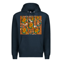 Navy sunflower turquoise leopard cowhide horseshoe Premium Hoodie - Artiststas