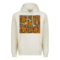 Oatmeal Heather sunflower turquoise leopard cowhide horseshoe Premium Hoodie - Artiststas
