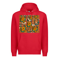 Red sunflower turquoise leopard cowhide horseshoe Premium Hoodie - Artiststas