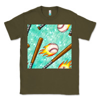Army Green baseball bat with thunders seamless pattern Classic Tee - BundleAndBundleShop