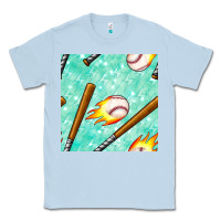 Dusty Blue baseball bat with thunders seamless pattern Classic Tee - BundleAndBundleShop