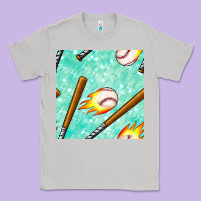 Baseball Bat With Thunders Seamless Pattern Classic Tee Designed By Bundleandbundleshop