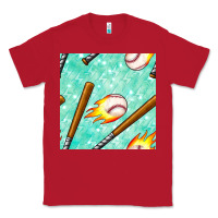Red baseball bat with thunders seamless pattern Classic Tee - BundleAndBundleShop