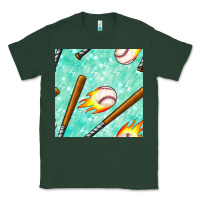 Sports Green baseball bat with thunders seamless pattern Classic Tee - BundleAndBundleShop