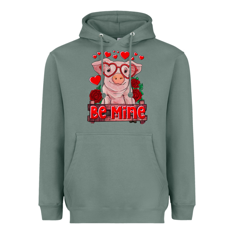 Be Mine Valentine's Day Baby Pig Heavyweight Hoodie by RanaPortraitStore | Teevron