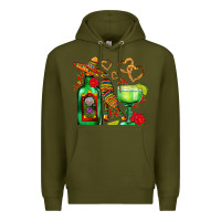 Army Green mexican tequila margarita and maracas Premium Hoodie - AdoDesignShop
