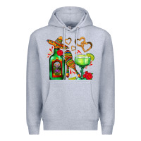 Heather Grey mexican tequila margarita and maracas Premium Hoodie - AdoDesignShop