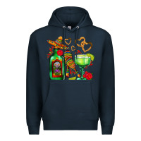 Navy mexican tequila margarita and maracas Premium Hoodie - AdoDesignShop