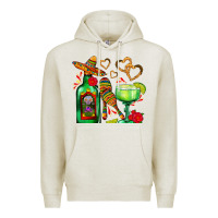 Oatmeal Heather mexican tequila margarita and maracas Premium Hoodie - AdoDesignShop