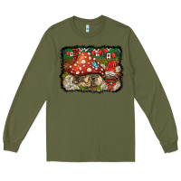 Army Green welcome ladybug gnome background Long Sleeve Tee - BarkalooDesign