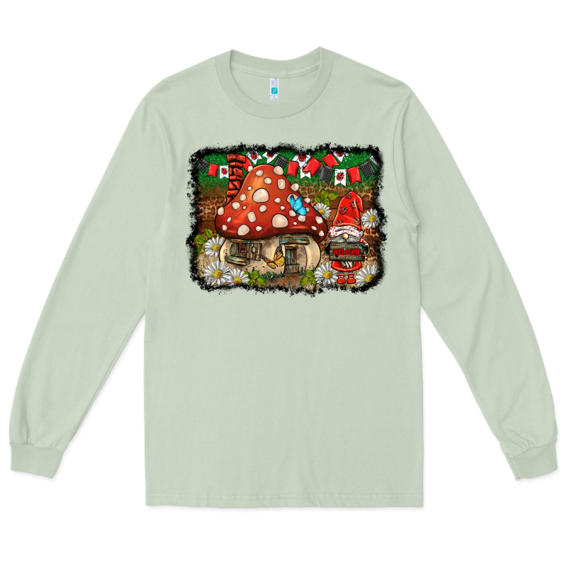 Welcome Ladybug Gnome Background Long Sleeve Tee by BarkalooDesign | Teevron