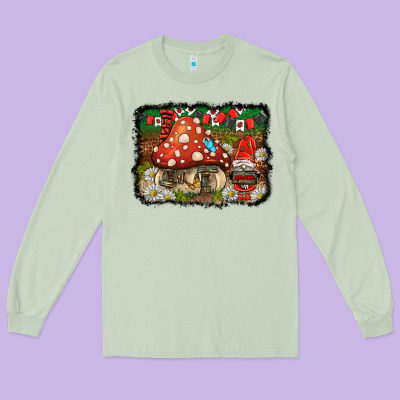 Welcome Ladybug Gnome Background Long Sleeve Tee Designed By Barkaloodesign