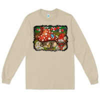 Mushroom welcome ladybug gnome background Long Sleeve Tee - BarkalooDesign