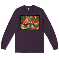 Plum welcome ladybug gnome background Long Sleeve Tee - BarkalooDesign