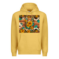 Antique Gold sunflower gemstone leopard cowhide horseshoe Premium Hoodie - Artiststas