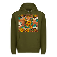 Army Green sunflower gemstone leopard cowhide horseshoe Premium Hoodie - Artiststas