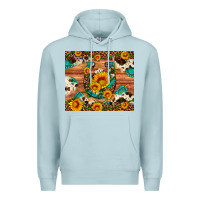 Blue Mist sunflower gemstone leopard cowhide horseshoe Premium Hoodie - Artiststas