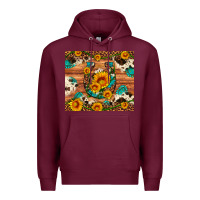 Burgundy sunflower gemstone leopard cowhide horseshoe Premium Hoodie - Artiststas
