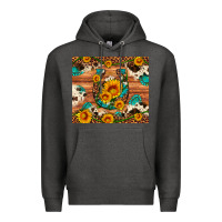 Charcoal Heather sunflower gemstone leopard cowhide horseshoe Premium Hoodie - Artiststas
