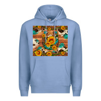 Colony Blue sunflower gemstone leopard cowhide horseshoe Premium Hoodie - Artiststas