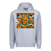Heather Grey sunflower gemstone leopard cowhide horseshoe Premium Hoodie - Artiststas
