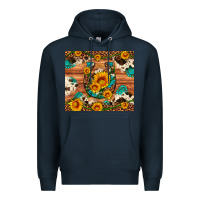 Navy sunflower gemstone leopard cowhide horseshoe Premium Hoodie - Artiststas