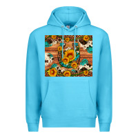 Ocean Blue sunflower gemstone leopard cowhide horseshoe Premium Hoodie - Artiststas