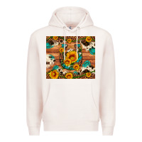Pale Pink sunflower gemstone leopard cowhide horseshoe Premium Hoodie - Artiststas