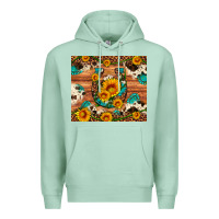 Seafoam sunflower gemstone leopard cowhide horseshoe Premium Hoodie - Artiststas