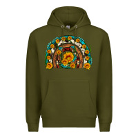 Army Green sunflower gemstone leopard cowhide horseshoe rainbow Premium Hoodie - Artiststas