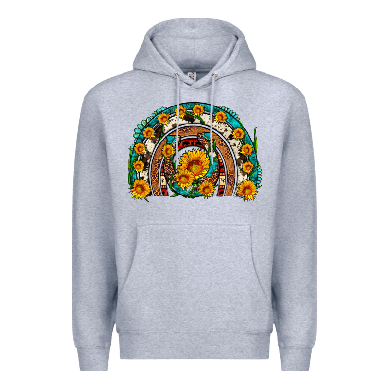 Sunflower Gemstone Leopard Cowhide Horseshoe Rainbow Premium Hoodie by Artiststas | Teevron